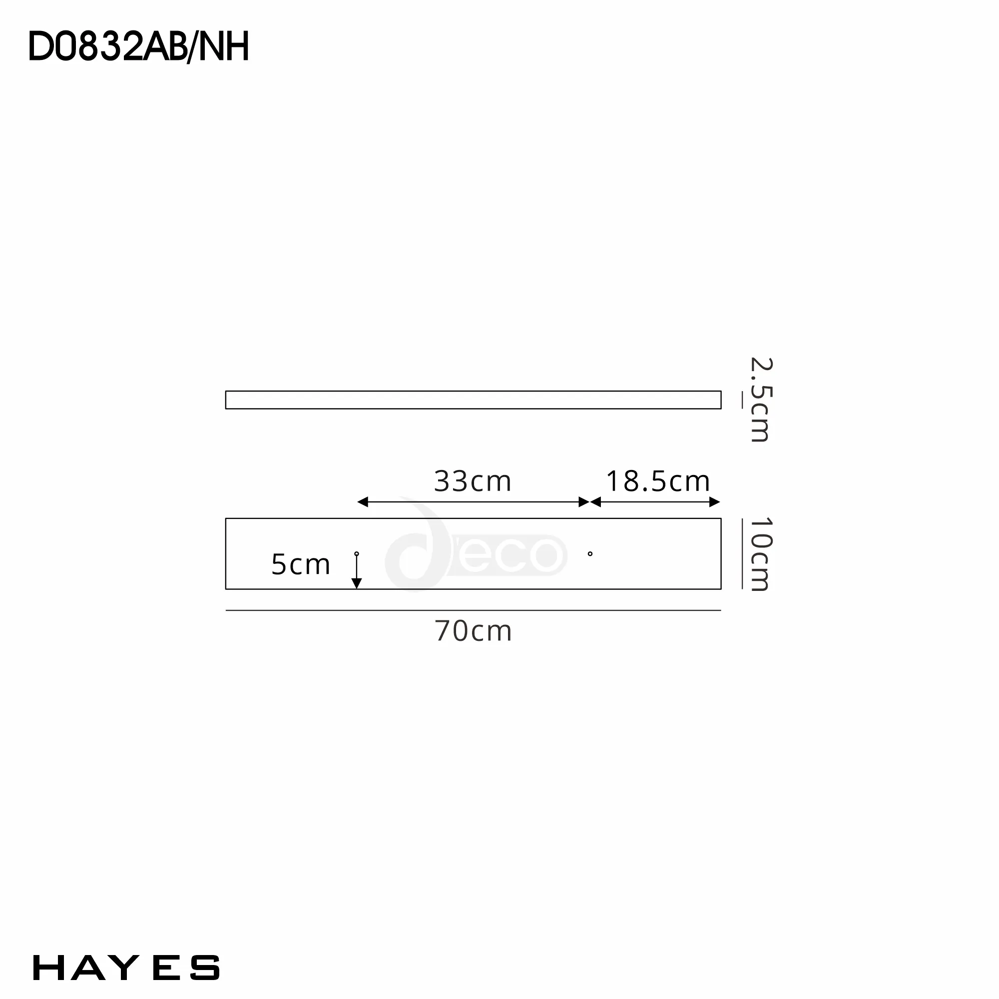 Hayes No Hole Antique Brass Ceiling Boxes Deco Linear Pendant